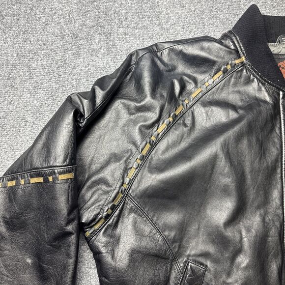 Vintage Z Cavaricci Black Leather Bomber Jacket Women’s Size Medium - Picture 5 of 11